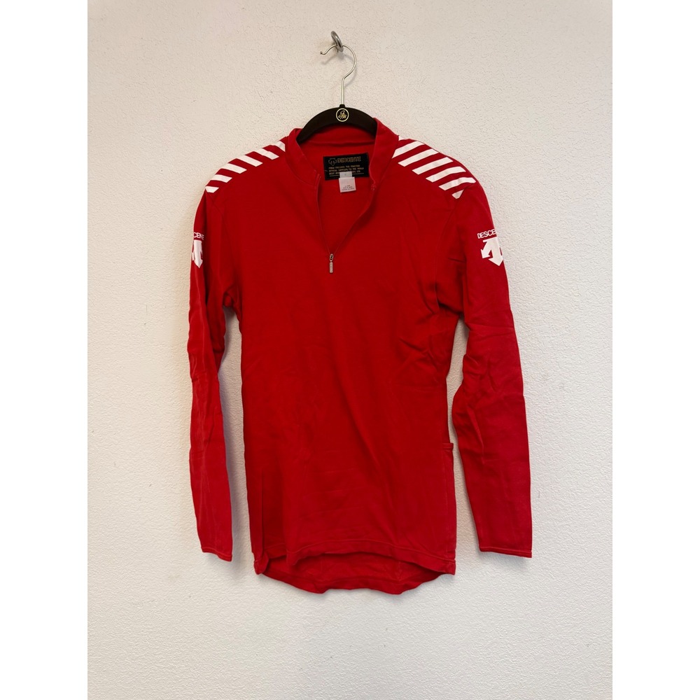 Descente Mens Red Long Sleeve Quarter Zip Cycling Jersey CY-4669 Made in Japan M
